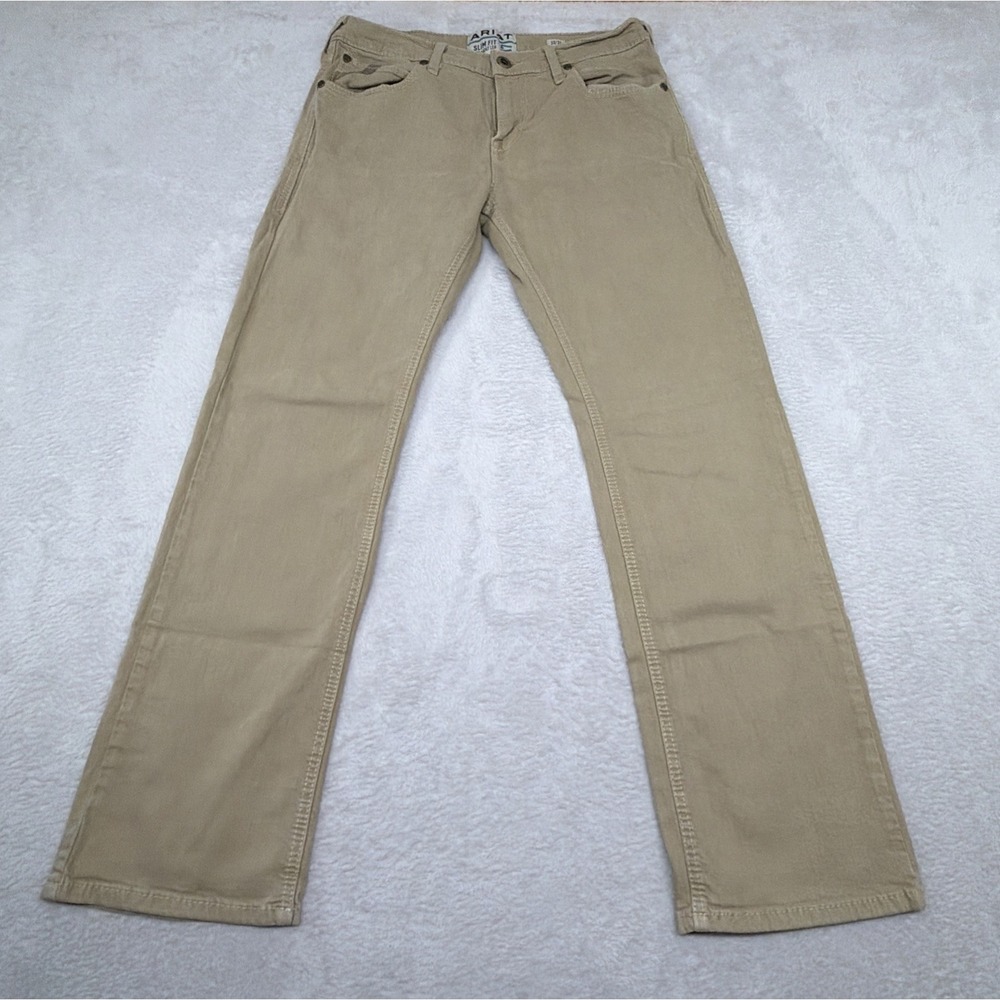 Men's Ariat Denim M7 33x32 Durastretch Slim Fit Straight Leg Work Pants Khaki